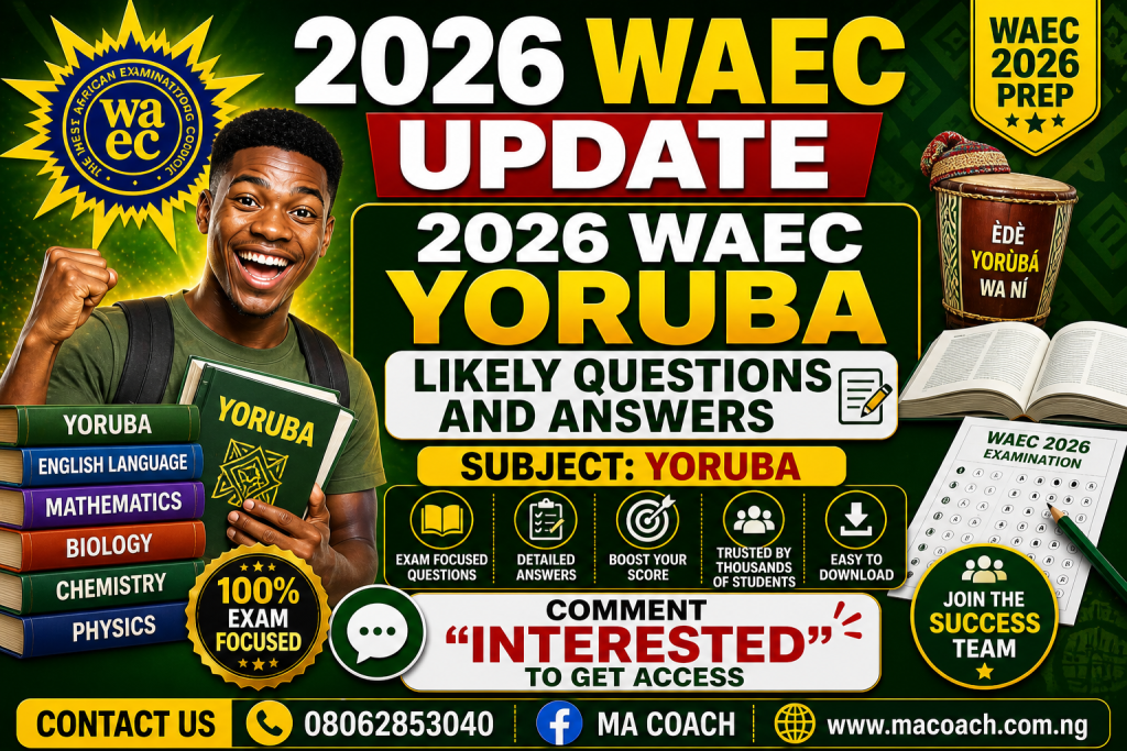 2026 WAEC YORUBA Likely questions and answers by macoach.com.ng