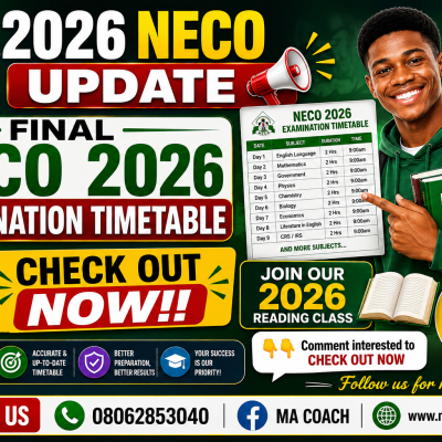 2026 NECO final examination timetable is out