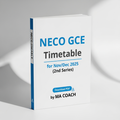 NECO GCE Timetable for Nov/Dec 2025 (2nd Series) — Download PDF by macoach.com.ng